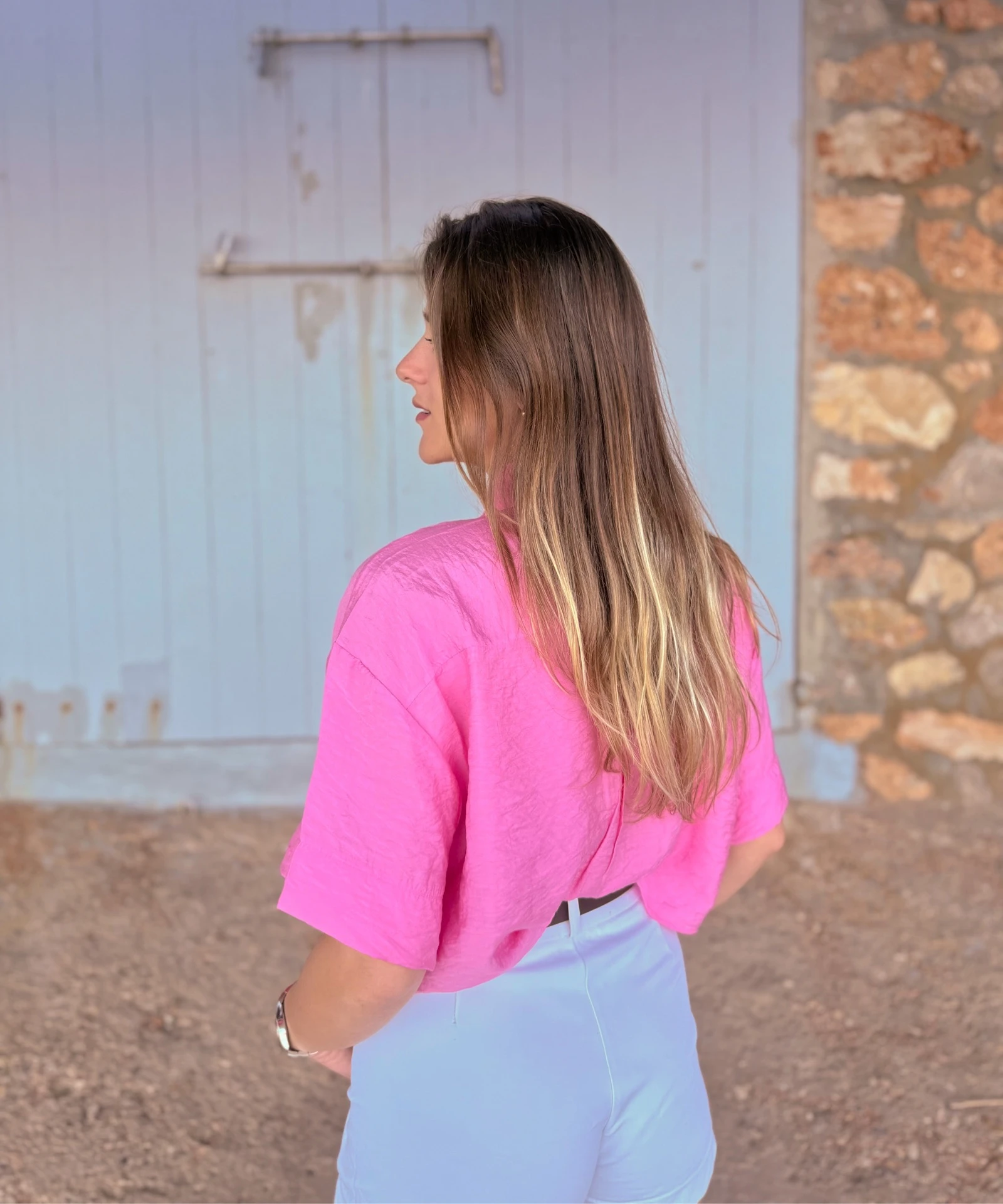 Camisa manga corta color rosa – photo 6